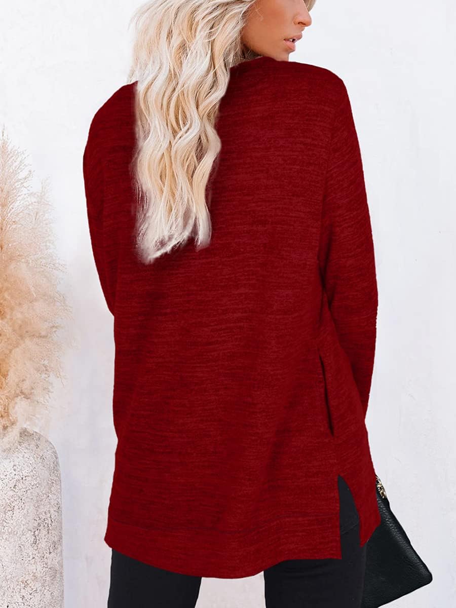 XIEERDUO Womens Casual Sweatshirts Long Sleeve Shirts Oversized With Pocket Tunic Tops S-3XL