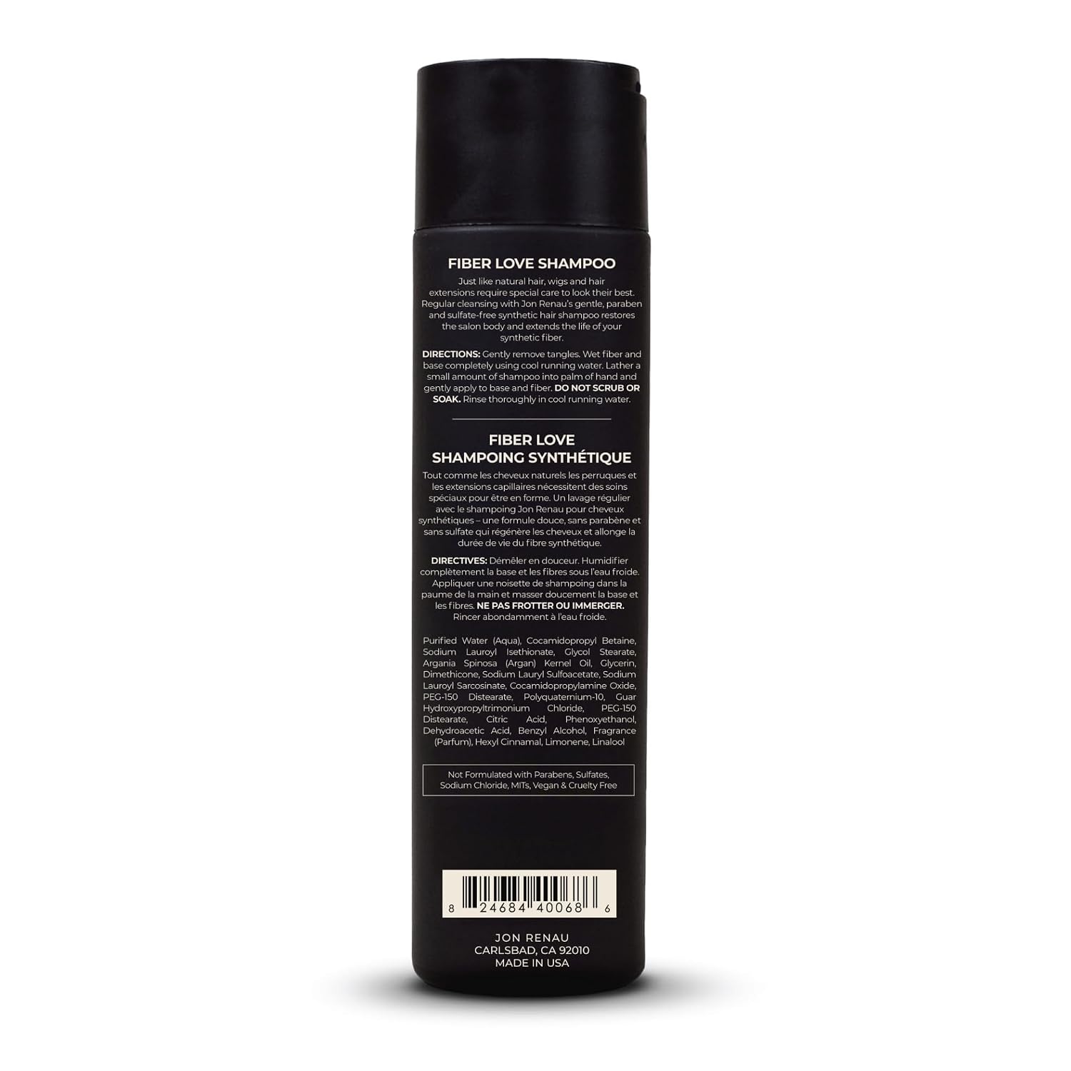 Jon Renau Synthetic Wig Shampoo, Paraben & Sulfate Free, Moisturizing and Gentle Cleanser for Wigs, Toppers, & Extensions