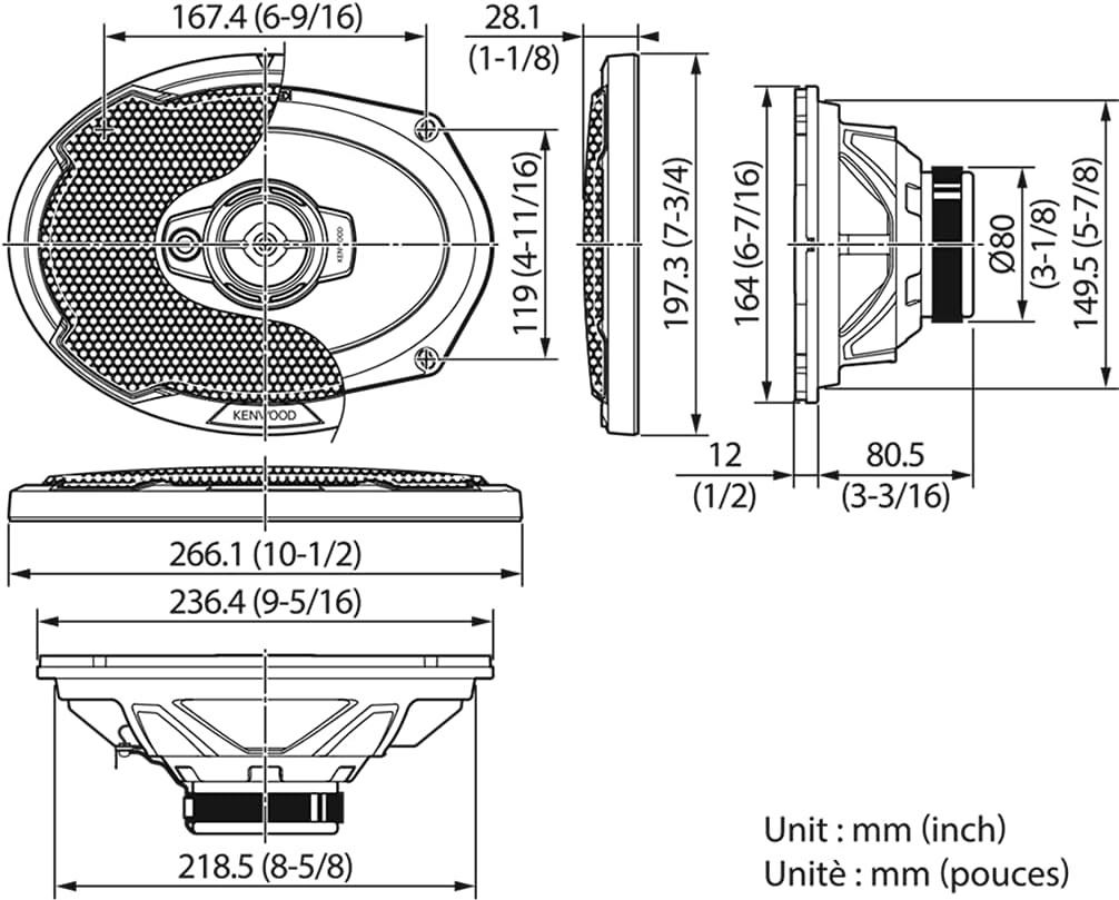 Kenwood Kfc-PS6976-6 X 9 3-Way Speakers 550W