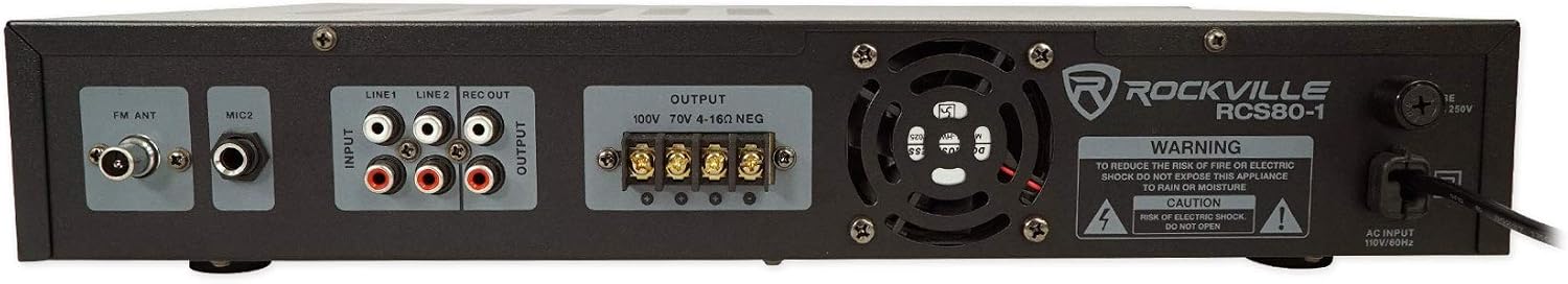 Rockville RCS80-1 60W 70V Commercial Amplifier with Bluetooth Receiver