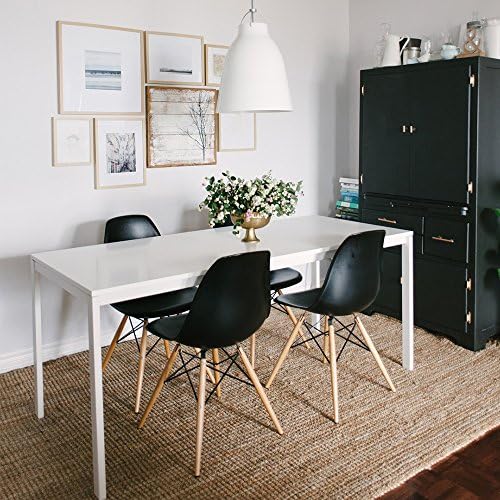 Furmax Modern Style Dining Chair Mid Century Modern DSW Chair, Shell Lounge Plastic Chair for Kitchen, Dining, Bedroom, Living Room Side Chairs Set of 4(White)