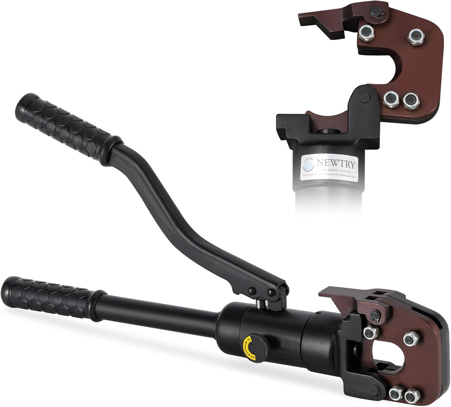 NEWTRY dia 32mm(1.26inch) Hydraulic Cable Rebar ACSR Cutter Heavy Duty 60KN Cutting Tool for Steel Wire Rope/Steel Strand/lron chain | Wire Cable