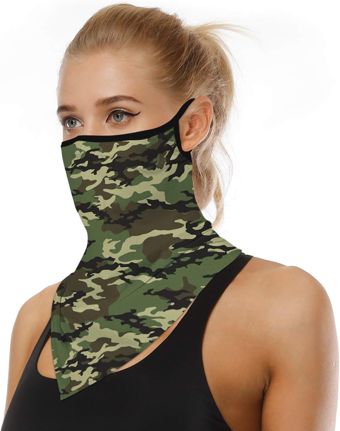 YAYOUREL Neck Gaiter Face Mask Bandanas for Men Women UV Face Scarf Cover Ear Loop Hole Facemask for Fishing Running Cycling