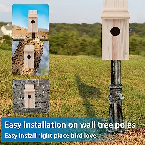 Cedar Blue Bird Box House,Hummingbird Wren Chickadee House, Assembled,1Pcs