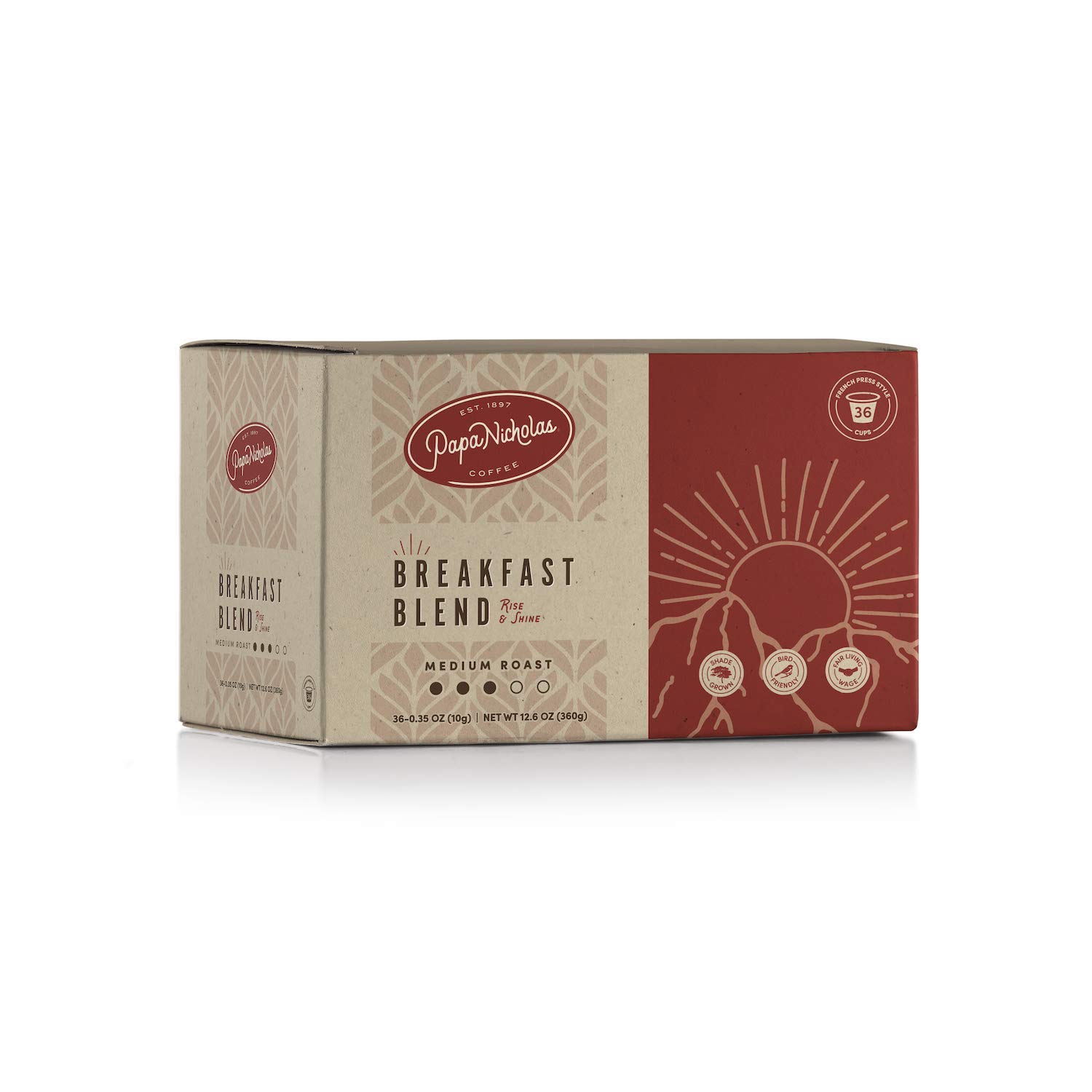 Papanicholas Coffee Single Serve Coffee Cups, Fits Keurig K Cup Brewers, Coffee Pods Hawaiian Islands Blend,12 Ounce