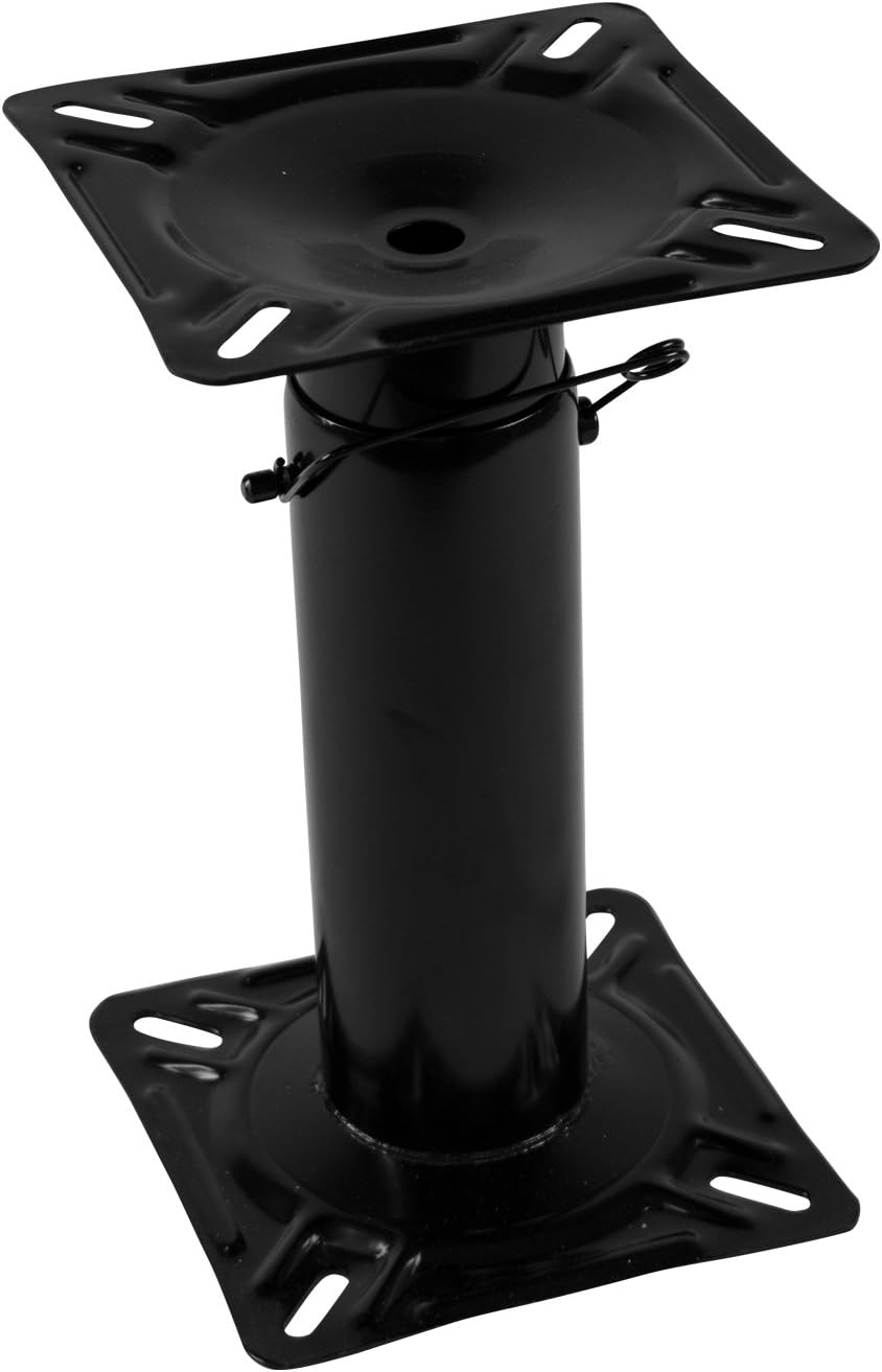 Wise 8WD1255 Adjustable Boat Seat Pedestal Adjustable Height 12" to 18", Black Powder Coated Finish | Corrosion-resistant powder coat
