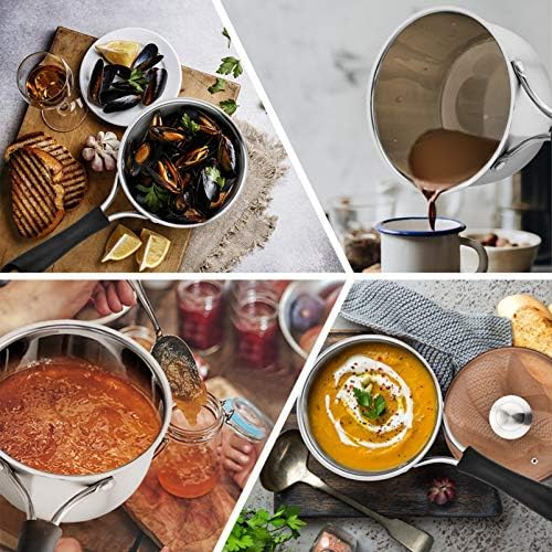 P&P CHEF 1 Quart Sauce Pan With Lid, Small Pot Saucepan, 1 Pc