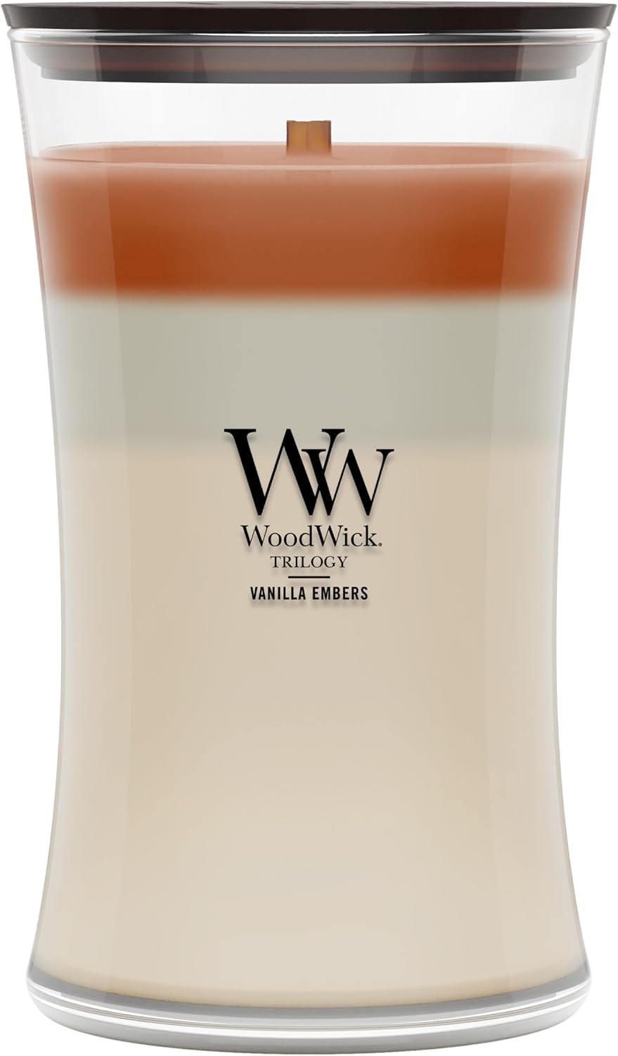 WoodWick Café Sweets Trilogy Holiday Candle Gifts for Women and Men, 9.7 oz Medium Hourglass Trilogy Candle with Crackling Wick