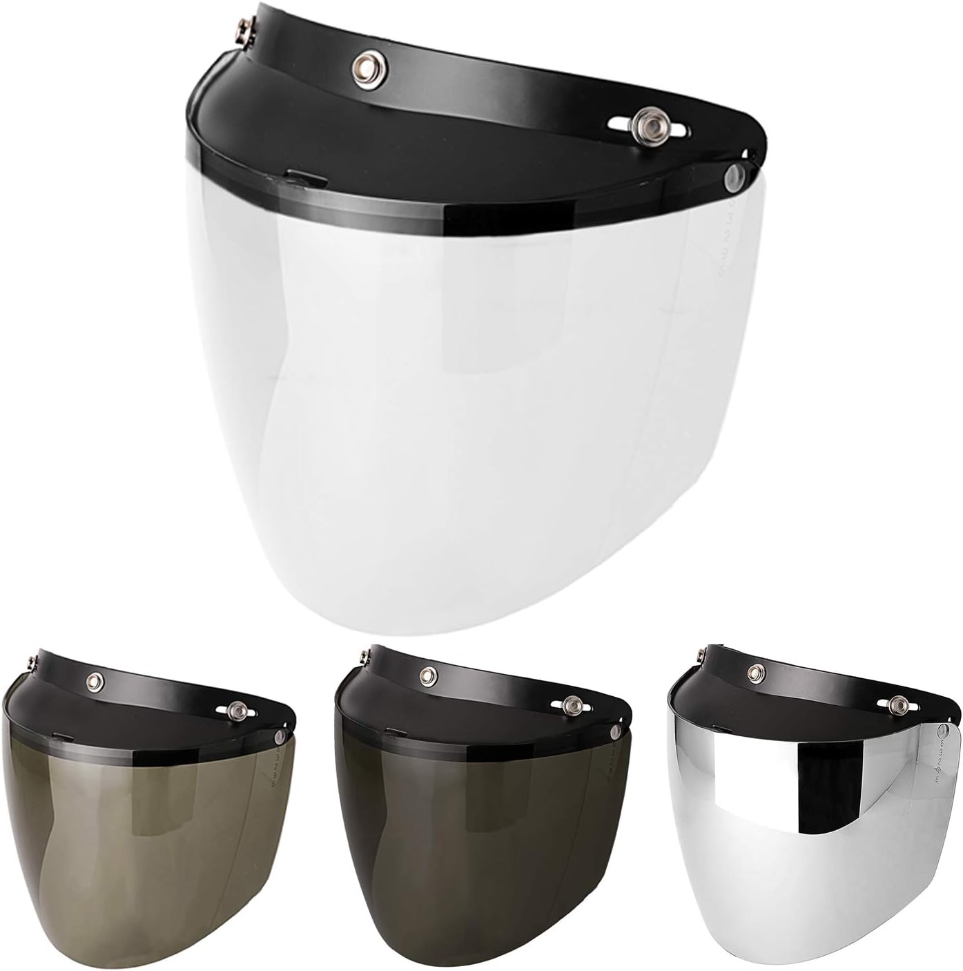 3-Snap Flip Shield Visor for Motorcycle Helmets (Clear)