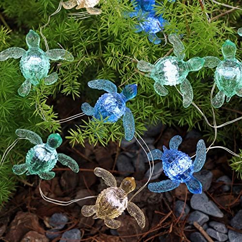 Beach Theme -Cute Green Sea Turtle String Lights- Ocean Fairy Decorative Lights- 10ft 30 LEDs -USB Powered -Multi-Function- Remote Control-Christmas