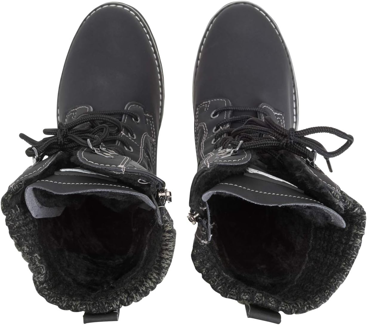 POLAR Womens Faux Fur Warm Thermal Waterproof Outdoor Walking Snow Winter Rubber Sole Calf Boots