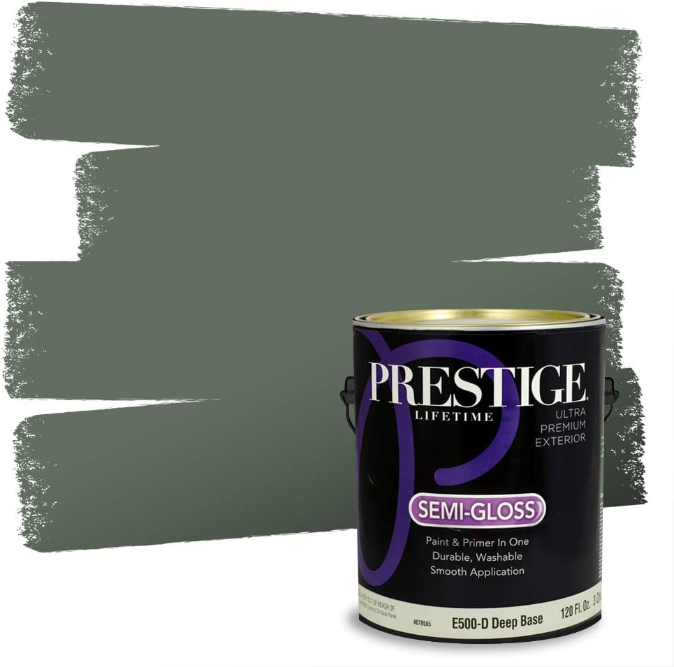 PRESTIGE Paints Exterior Paint and Primer In One, 1-Gallon, Flat, Comparable Match of Sherwin Williams* Coastal Plain*