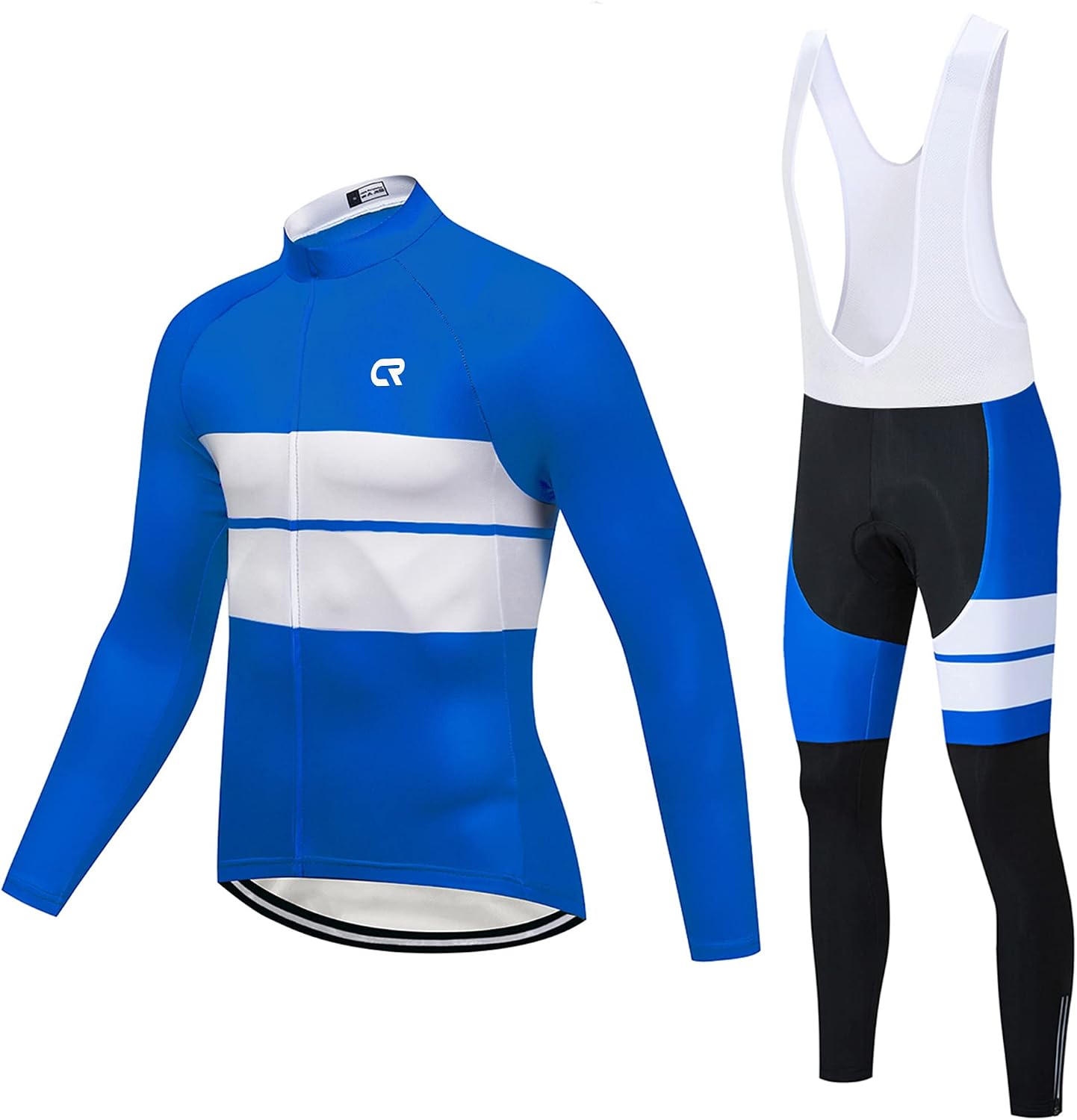 Coconut Ropamo CR Men's Cycling Clothing Set Long Sleeve Cycling Jersey Zipper Pocket Bike Outfit Cycling Bib Pants 3D Padded