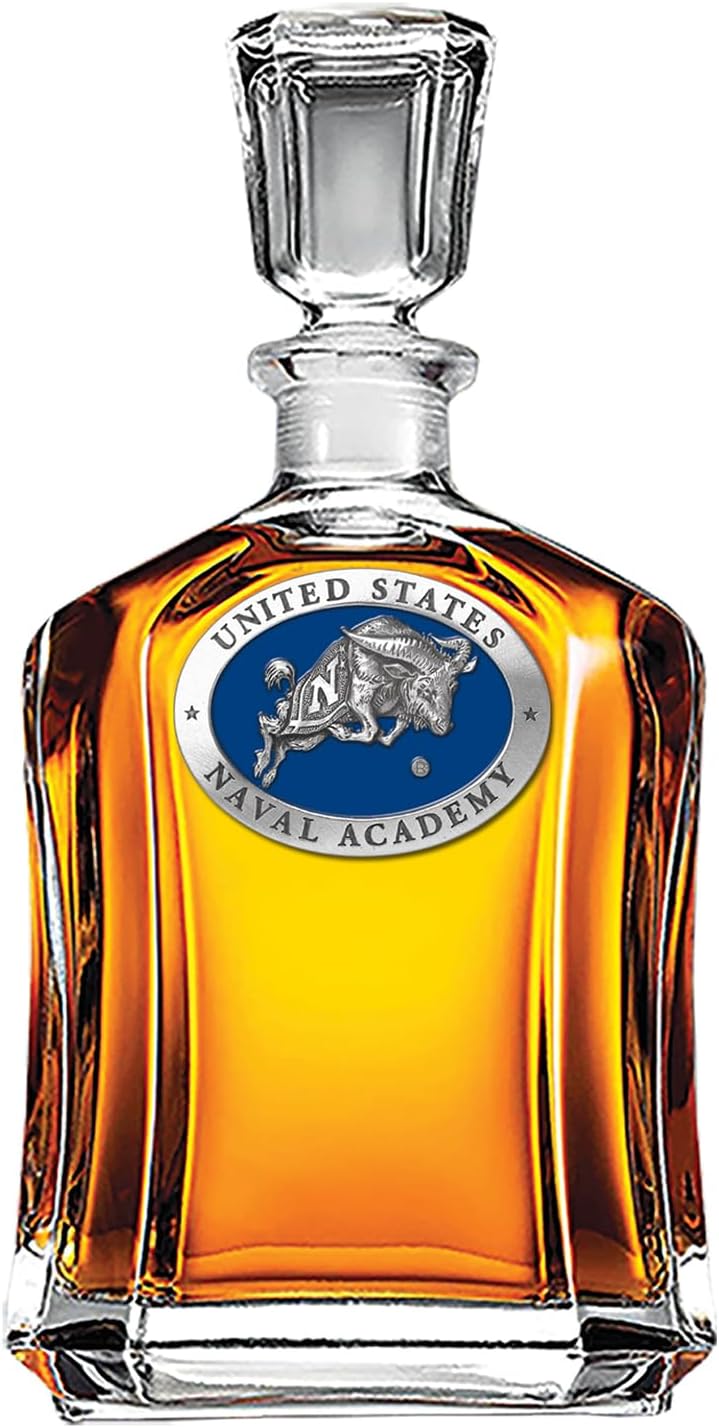 Marines Decanter – Eagle Globe & Anchor | 24 OZ Whiskey Decanter for Liquor with Airtight Stopper | Expertly Crafted Pewter Glass Clear