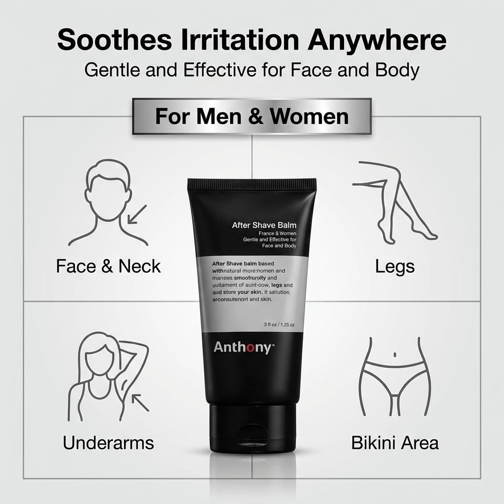 Anthony After Shave Balm for Men, Cooling & Hydrating Lotion with Vitamins A, C & E, Aloe Vera & Botanical Extracts, 3 fl oz, Aftershave Soothes