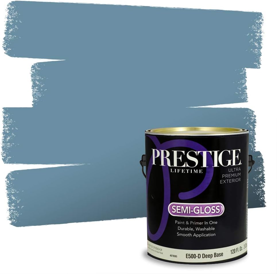 Prestige Paints E400-P-SW6506 Exterior Paint and Primer in One, 1-Gallon, Satin, Comparable Match of Sherwin Williams Vast, 1 Gallon, SW45-Vast Sky