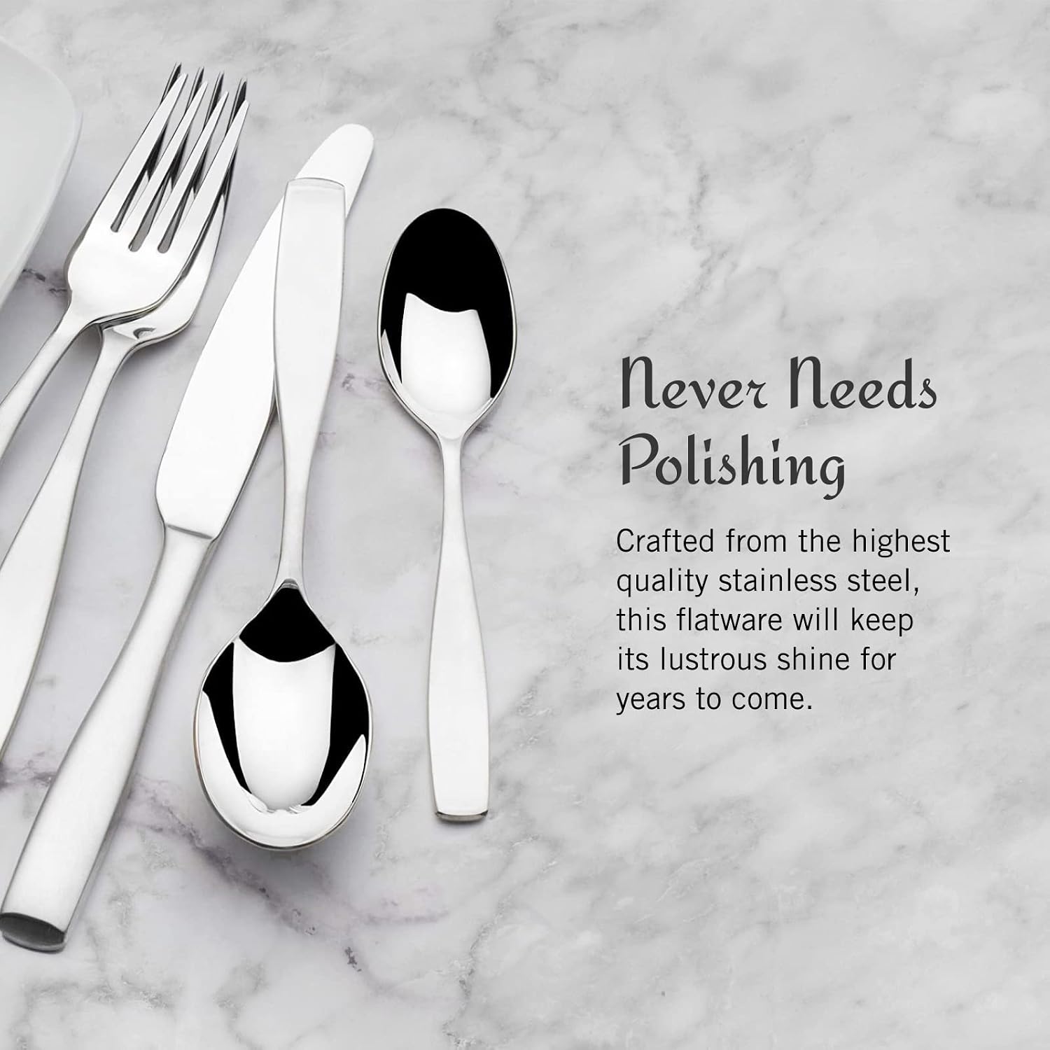 Mikasa, Virtuoso Frost Flatware Service for 12, 65 Piece Set, 18/10 Stainless Steel, Silverware Set with Serving Utensils