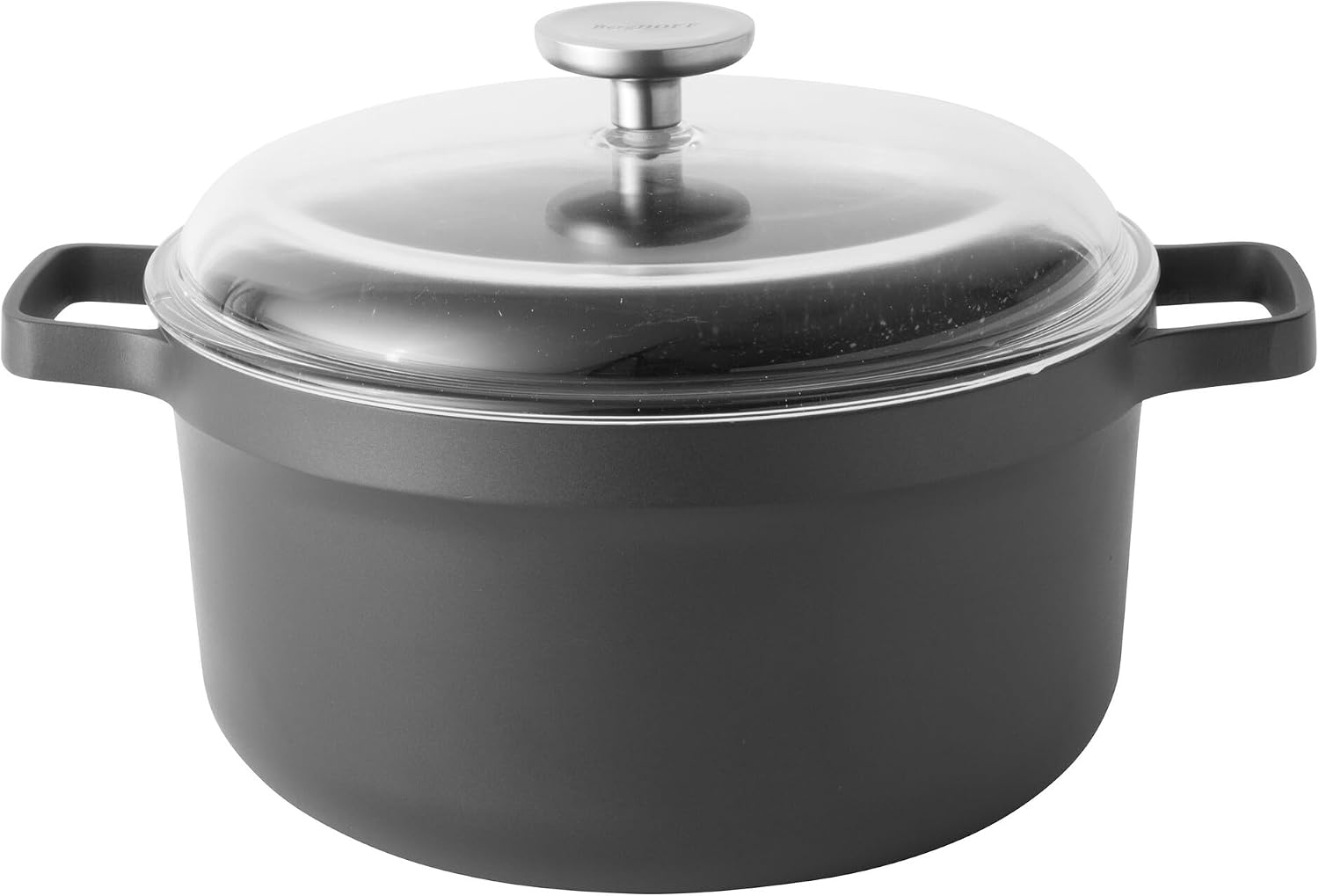 Berghoff Gem Nonstick Cast Aluminum Stockpot with Glass Lid, 10" 5.2qt | Induction Cooktop Soup Pot, Detachable Handle