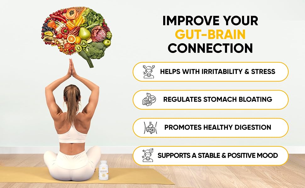Woman in yoga pose. Improve your gut-brain connection
