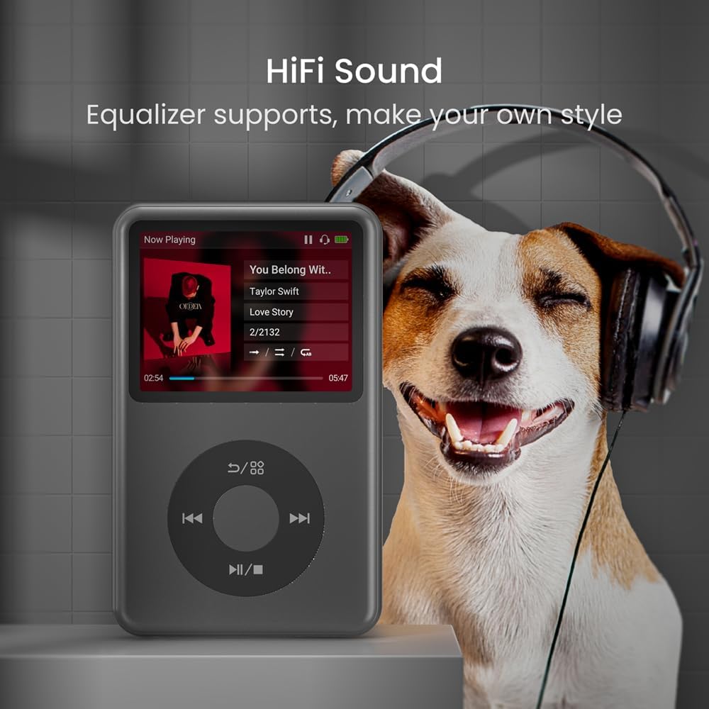 MP3 Player with Bluetooth 128GB Portable Music Digital Players Supports Playlist Audiobook Video Nice Gadget for Kids Black