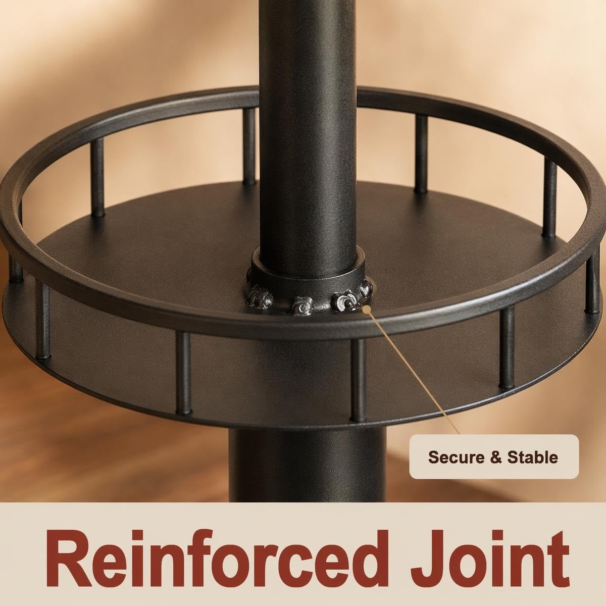 LOKKHAN 42" Tall Rustic Industrial Bar Table 19.68" Dia Round Wooden Top Metal Frame Height Fixed Standing Pub Dining Room Bistro Cocktail Table, Black & Brown