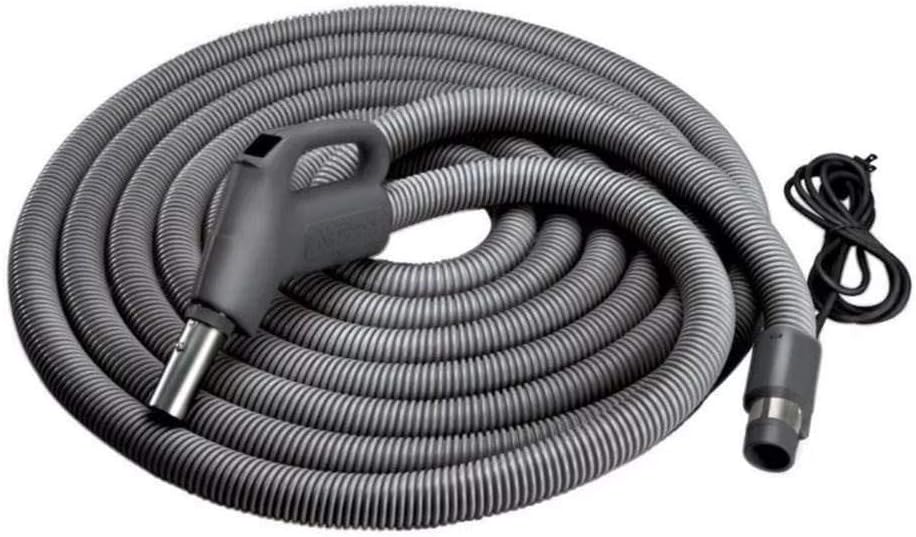 Broan-NuTone CH515 Current-Carrying Crush-Proof Central Vacuum Hose with Swivel Handle, 30' Long, 1.38" Inner Hose Diameter, Dark Gray