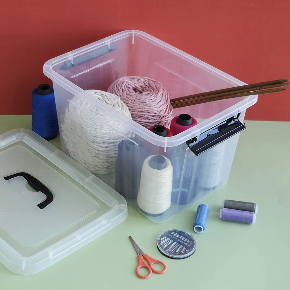 17.5 L Clear Plastic Storage Box, 4-Pack Latch Storage Bin