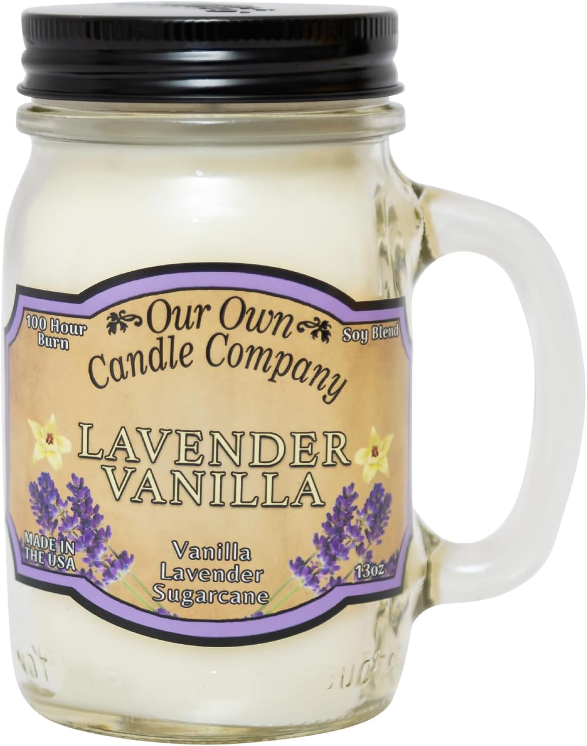 Balsam Pine Scented Mason Jar Candle, Our Own Candle Company, 13 oz | Clean, fresh Balsam-pine-tree scent; soy blend wax; lead-free wick with patented straightener; long lasting