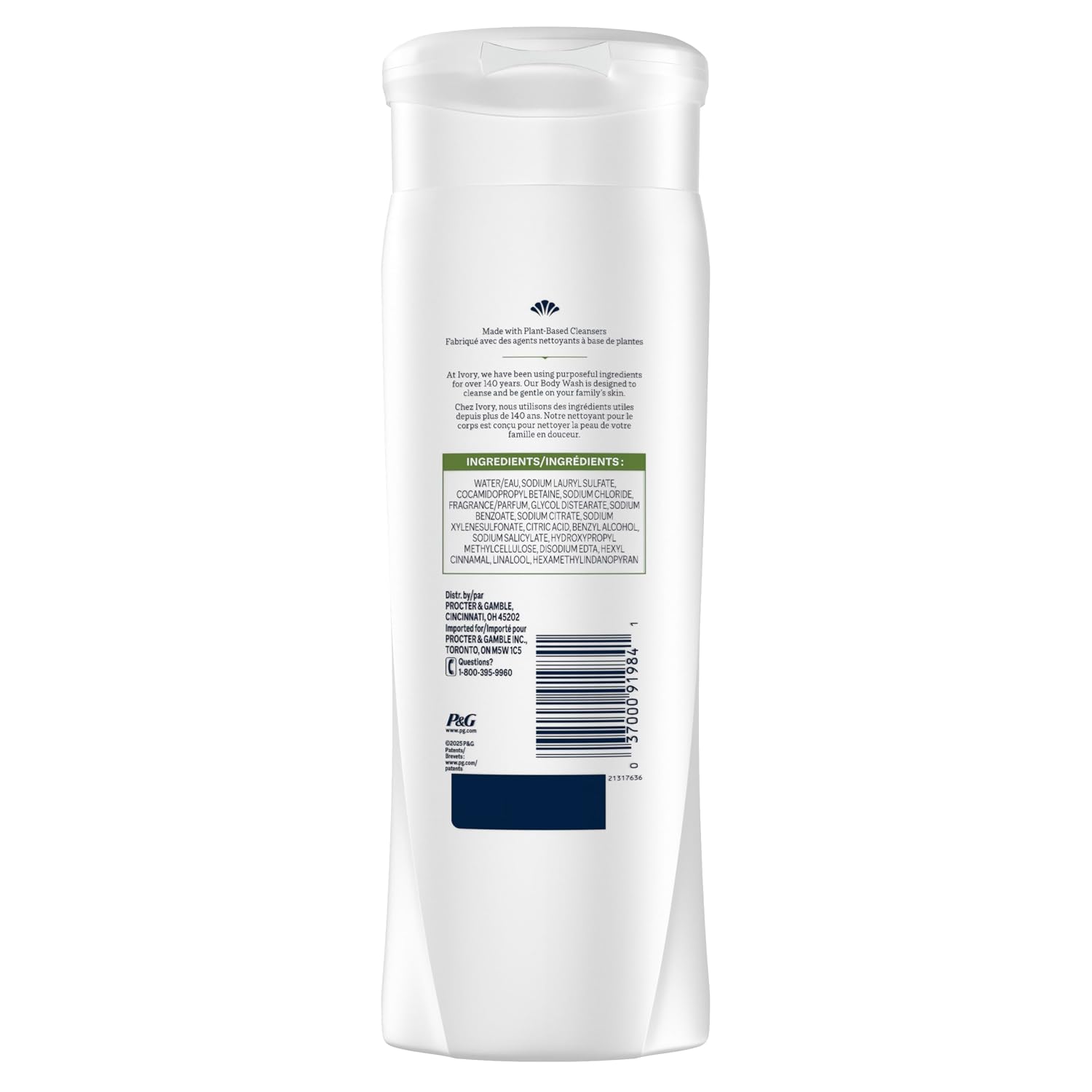 Ivory Body Wash, Designed for the Whole Family, Gentle Formula, Free of Dyes Heavy Perfumes Parabens Phthalates & Silicones, Original Scent, 21 oz (Pack of 2)
