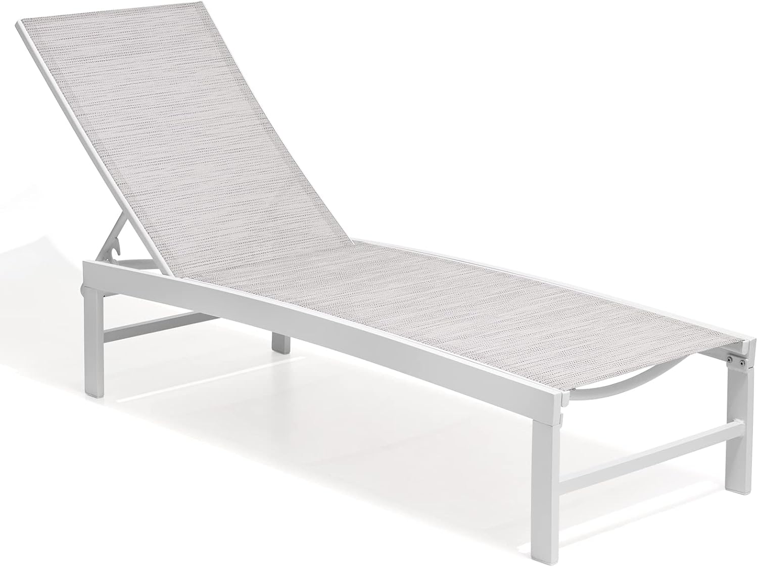 Crestlive Products Outdoor Pool Lounge Chairs Set of 2 with Side Table, Adjustable Five-Position Recliner for Beach, Pool, Sunbathing, Lawn