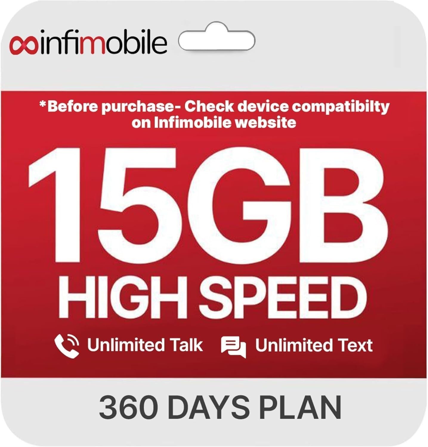 Prepaid Unlimited Plan: 12 Months 15GB High-Speed Data Per Month Unlimited Data Talk & Text Prepaid Plan Service SIM Card Nationwide Coverage 4G