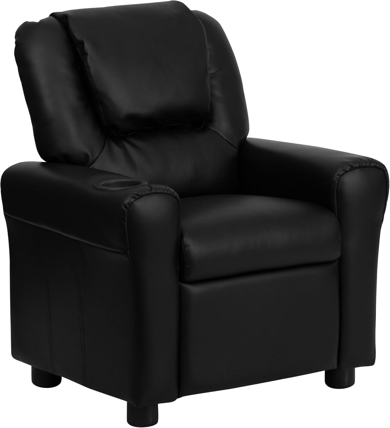 Flash Furniture Vana LeatherSoft Kids Recliner with Cup Holder, Headrest, and Safety Recline, Contemporary Reclining Chair for Kids, Supports up to 90 lbs., Brown | Manual Recline, Padded Seat and Back, Child-Friendly Design, Safety Recline Feature