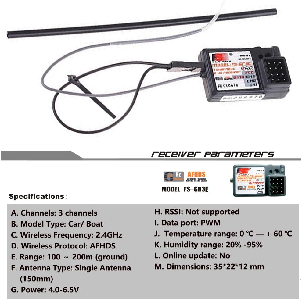 GoolRC Flysky FS-GT2 RC Transmitter with FS-GR3E Receiver, 2.4GHz 2 Channels Radio Controller and 3 Channels Receiver for RC Car Boat