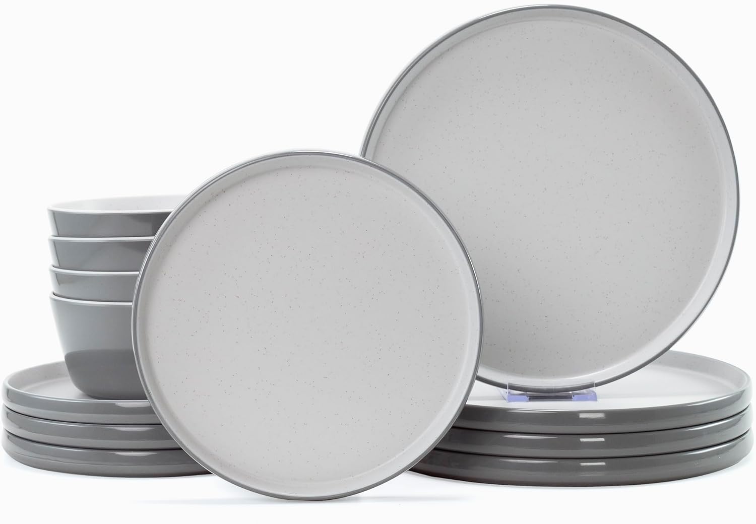 Melamine Dinnerware Sets, Plates and Bowls Sets 12 Pcs, Melamine Plates, Dish Set for 4, Unbreakable Dinnerware Set for Party, BPA Free