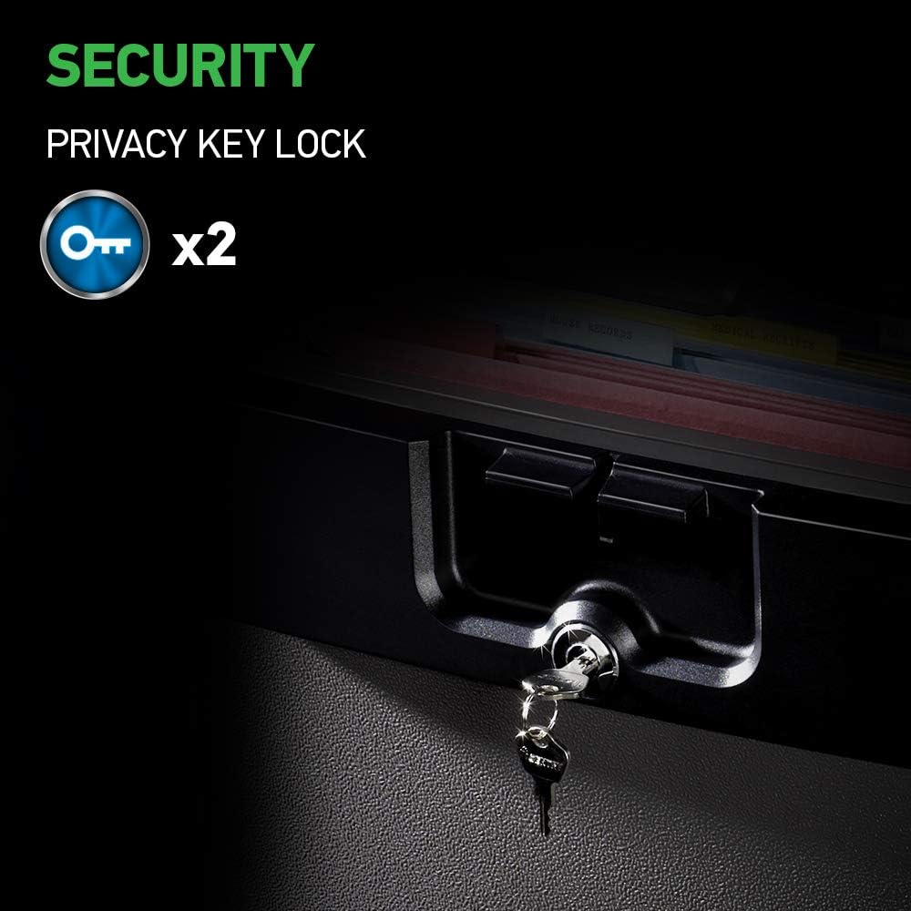 SentrySafe Black Fireproof and Waterproof Safe, File Folder and Document Box with Key Lock, 14.3 x 15.5 x 13.5 inches