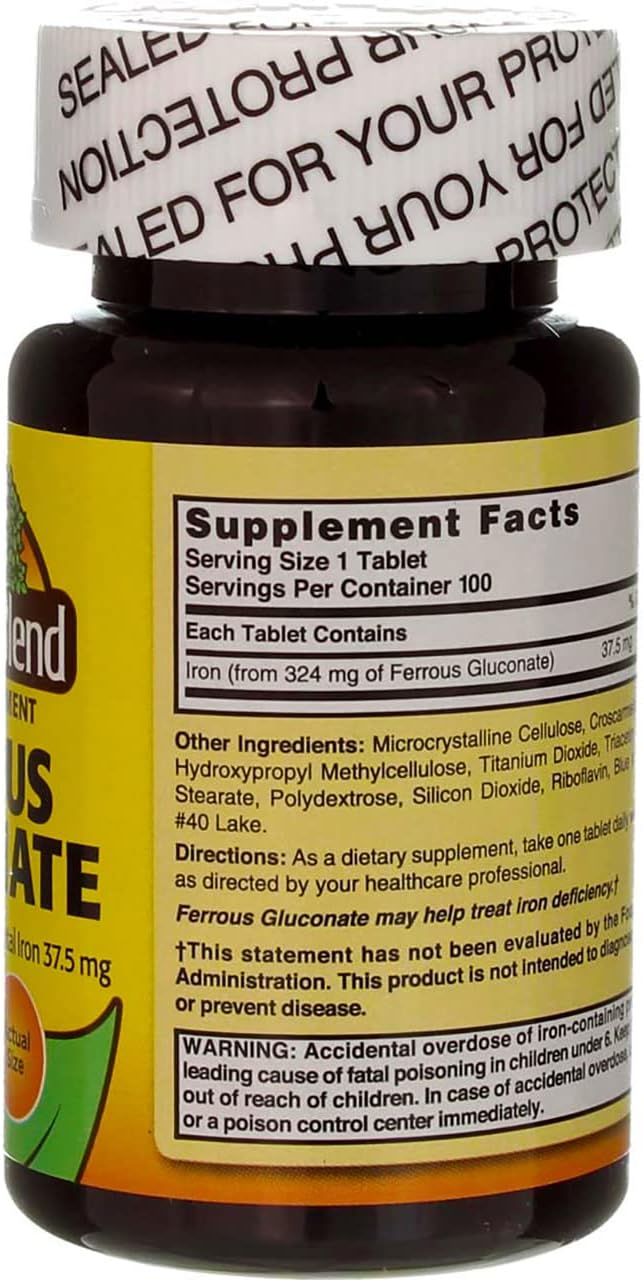 Nature's Blend Ferrous Gluconate Tablets, 100 Count
