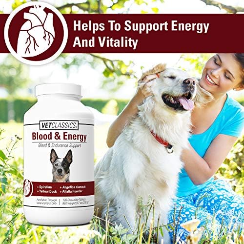 Blood & Energy Dog Supplement – Pet Health Supplement for Dogs – Supports Canine Endurance – Includes Spirulina, Yellow Dock