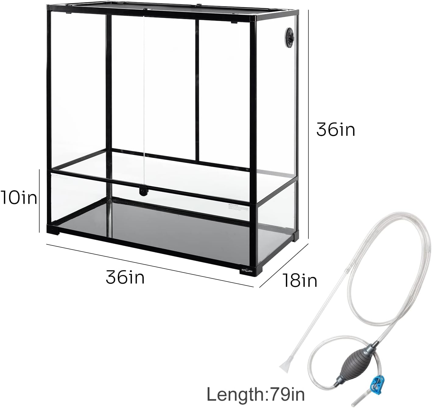 REPTI ZOO 85 Gallon Large Reptile Tank, Wide & Tall Tempered Glass Large Reptile Terrarium 47.2" x 17.7"x 23.6" for Tortoise Snake