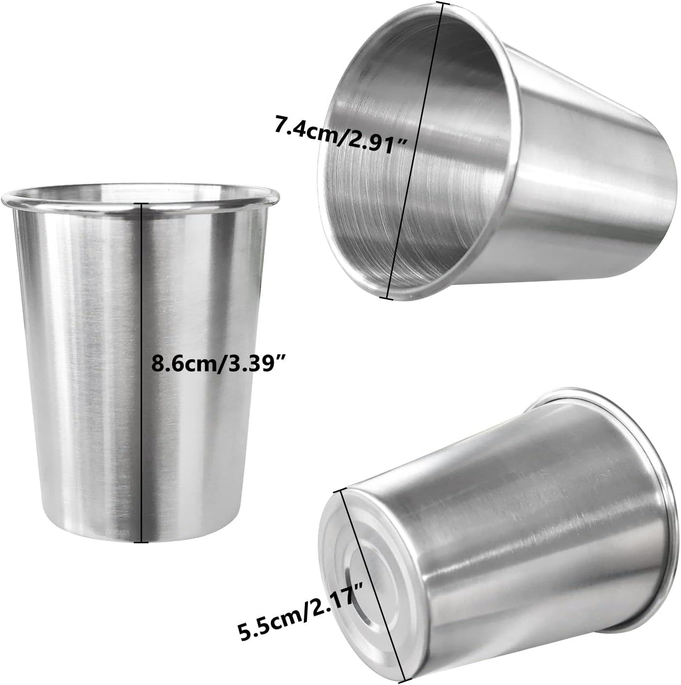 6 Pack 8 oz Stainless Steel Kids Cups, Children's Pint Cups, Stackable Metal Cups, Shatterproof Drinking Glasses
