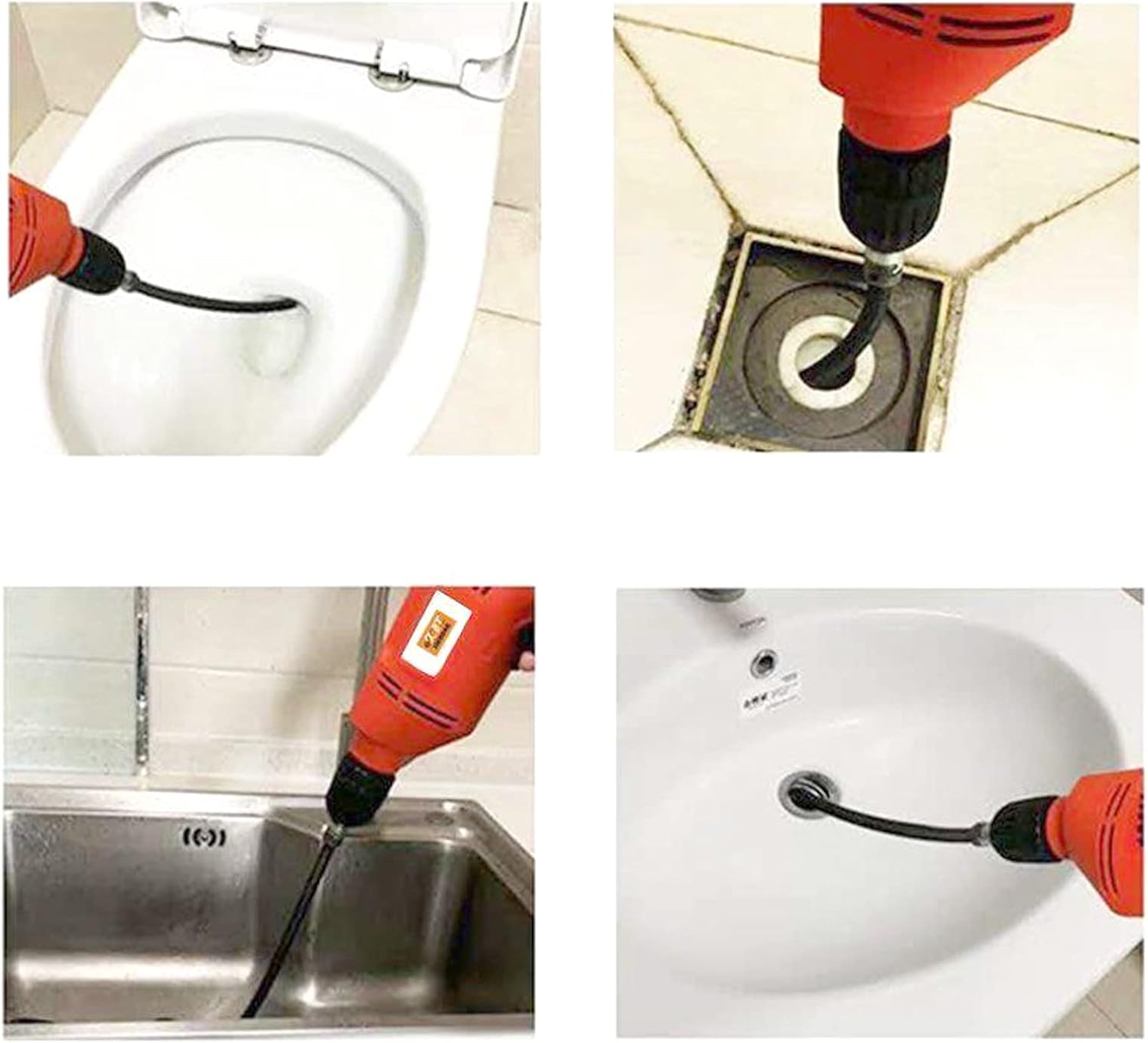 Amonk 10mm Drill Snake for Plumbing Drain Auger Cable with Adapter, 9.84Ft/3M | Heavy-Duty, Flexible&Reusable, Drain Clog Remover for Bathroom