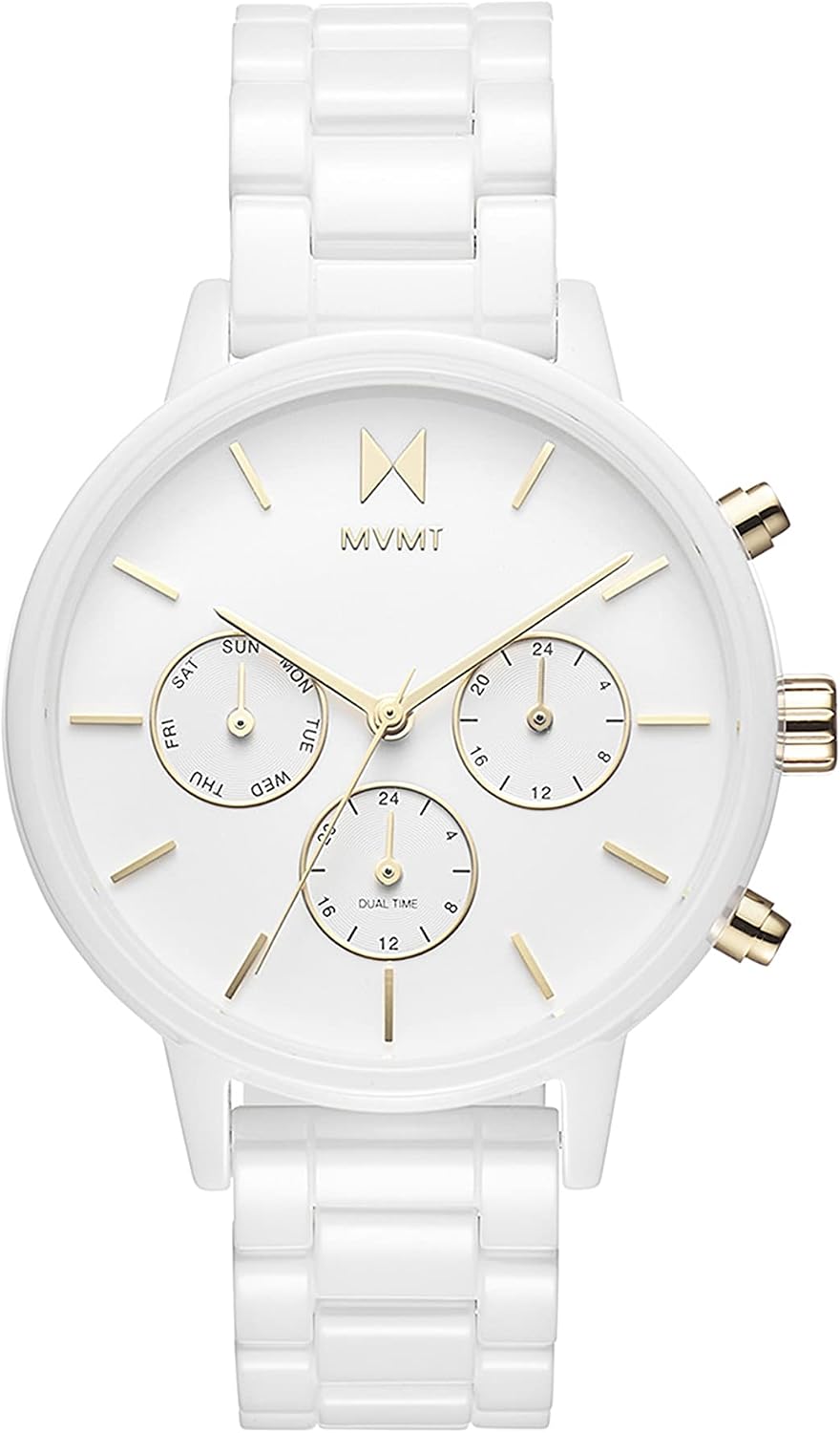 MVMT Nova - Dual Timezone Women’s Wristwatch - Minimalist Dress - 3 ATM/30 Meters Water-Resistant Timepiece - Interchangeable Bands - 38mm