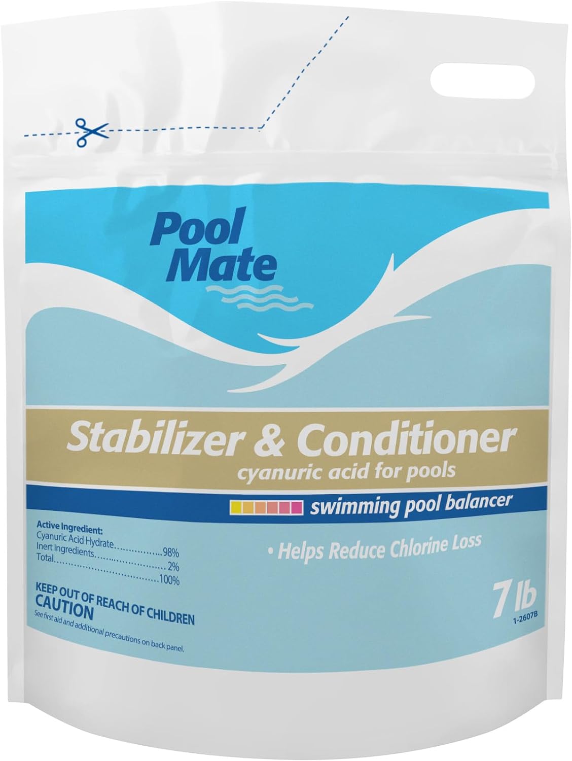 Pool Mate 16-Pounds Premium Pool Stabilizer and Conditioner | Chlorine Stabilizer, Concentrated Cyanuric Acid for Pools, Helps Chlorine Last Longer, 6oz raises CYA 10ppm per 5,000 gallons