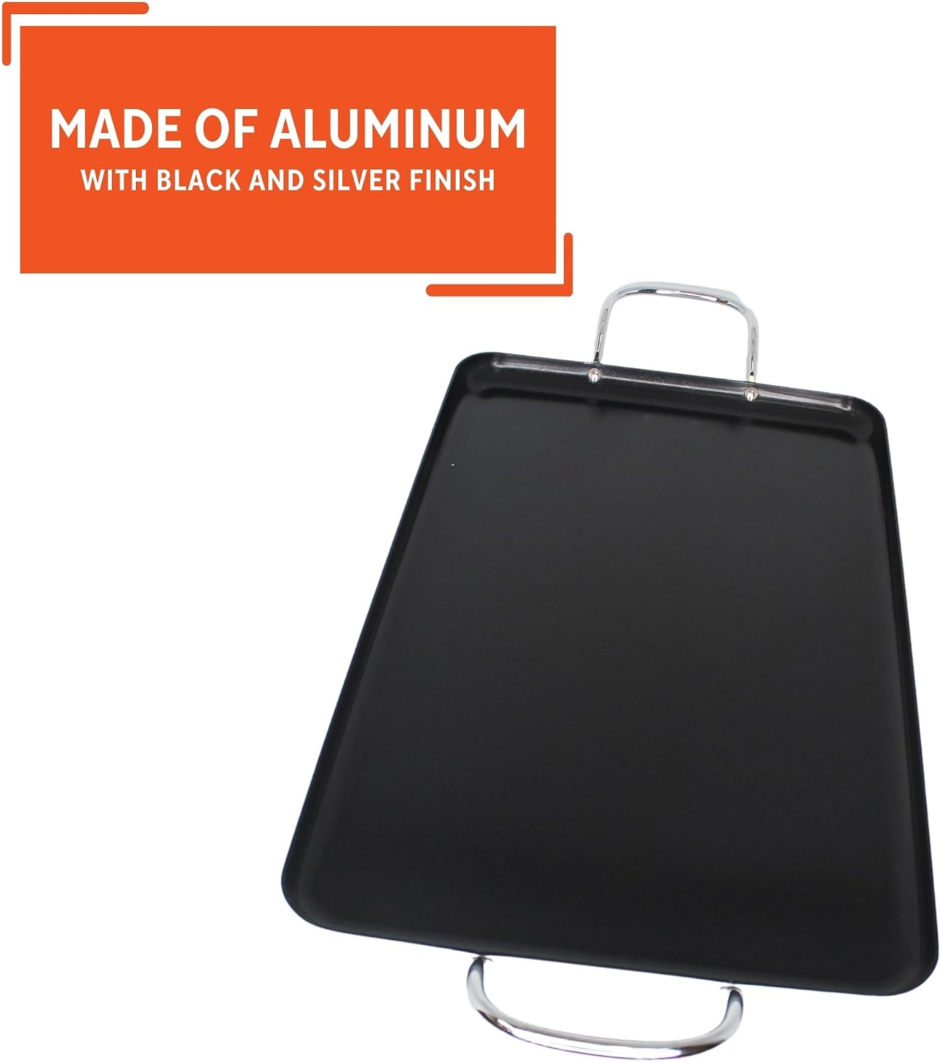 Imusa Double Burner Griddle Non-Stick 20-Inch, Black | Nonstick Coated Surface, Dual Side Handles, Ideal for Breakfast Foods, Perfect for Gatherings