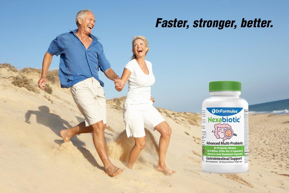 DrFormulas' Best Probiotics for Women & Men | Nexabiotic Multi Probiotic with Saccharomyces Boulardii, Lactobacillus Acidophilus, B. infantis, Prebiotic 60 Count Capsules (Not Pearls)