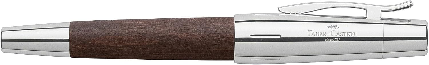 Faber-Castell e-motion Fountain Pen, Wood and Chrome Brown - Fine