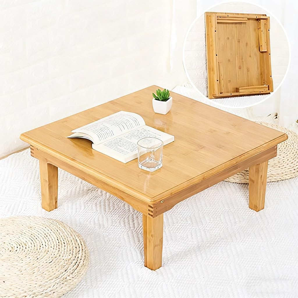 SH-tables Folding Table, Japanese-Style Household Square Bamboo Table, Computer Desk, Low Bamboo Table, Multi-Function Small Dining Table