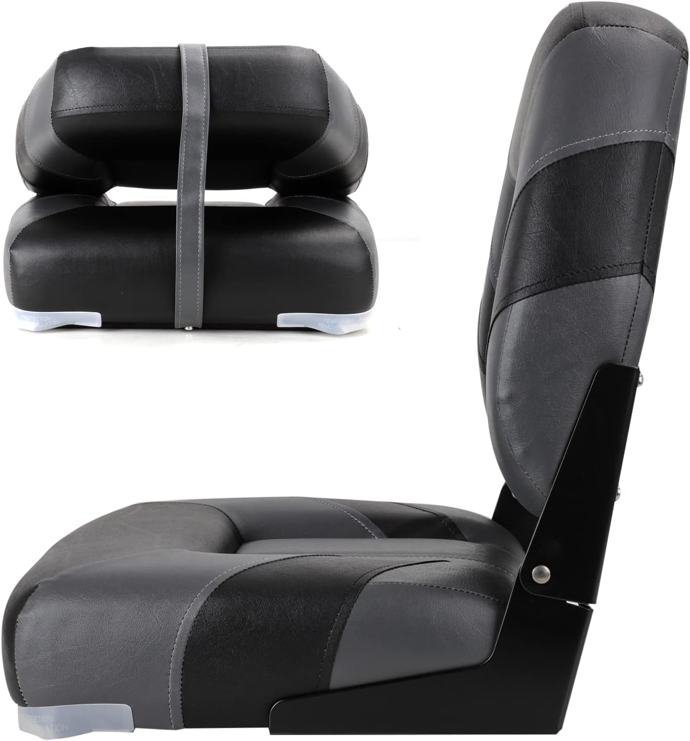 NORTHCAPTAIN T1 Deluxe Low Back Folding Fishing Boat Seats 2 Pack - Premium Bass/Jon/Pontoon Boat Chairs,4 Mounting Screws Included