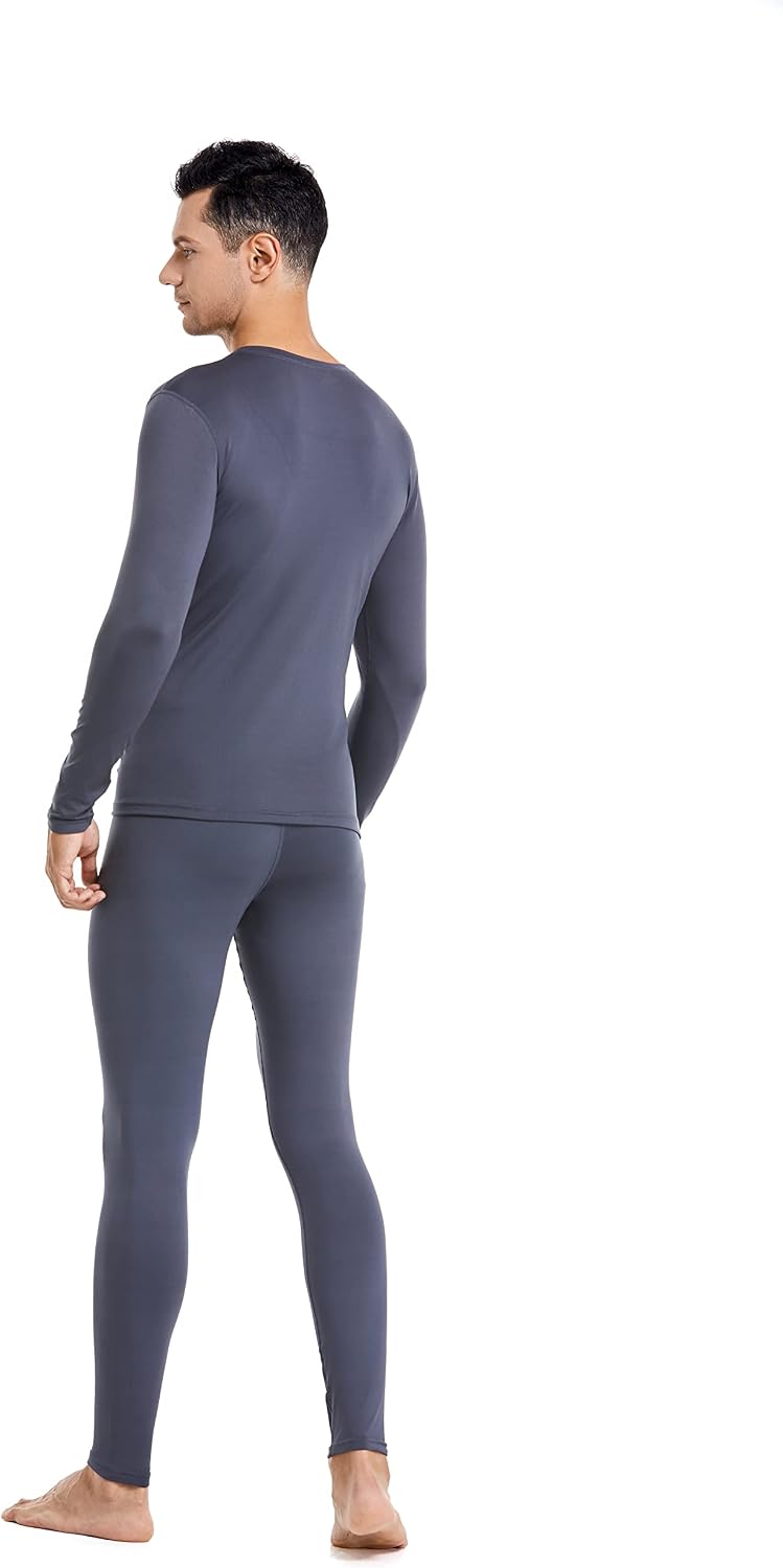 PISIQI Thermal Underwear Men Long Johns Set Ultra-Soft with Fleece Lined Base Layer Winter Skiing Warm Top & Bottom