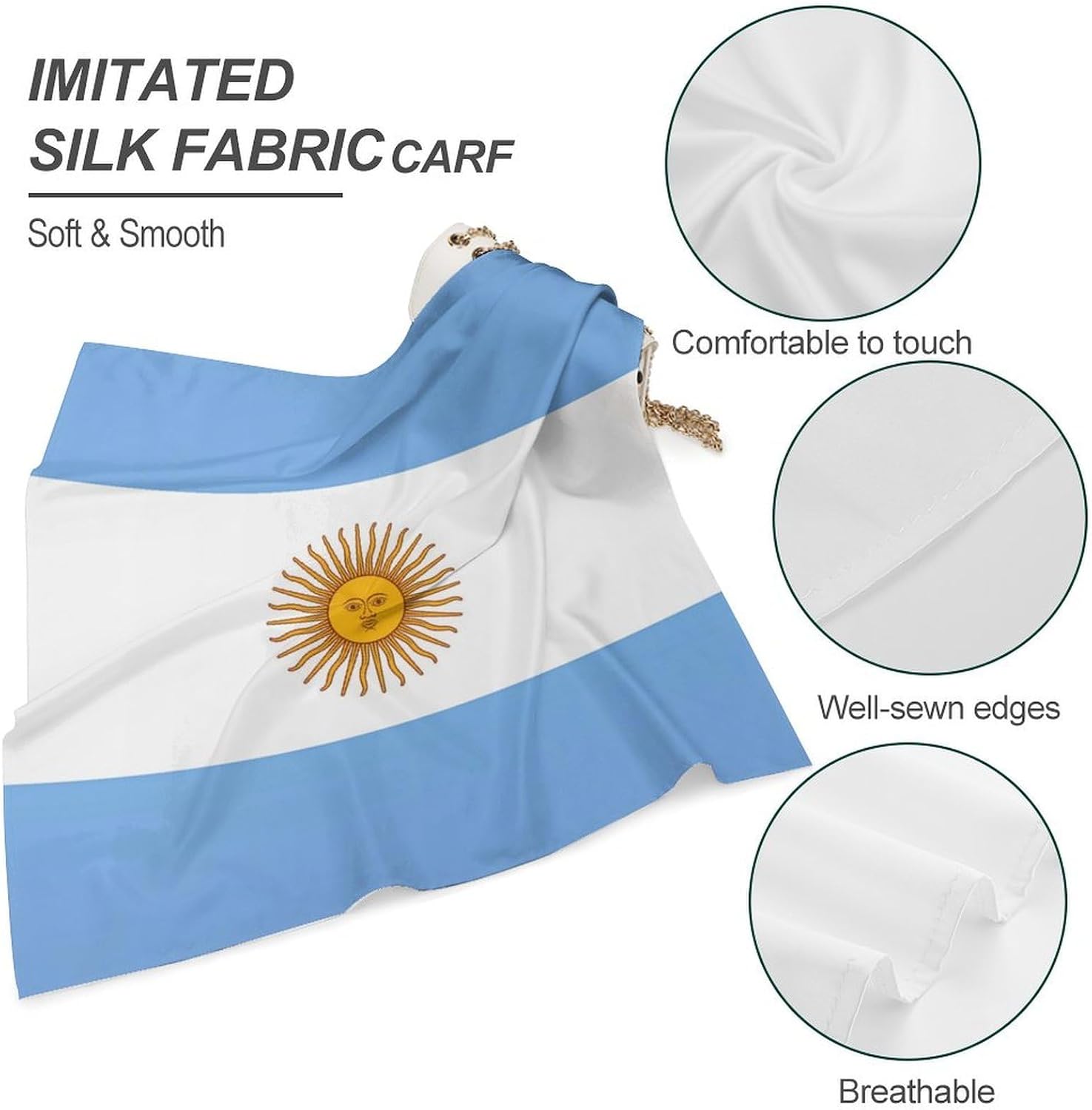 Flag Silk Scarf Head Hair Wraps Bandana Square Satin Head Scarf For Women