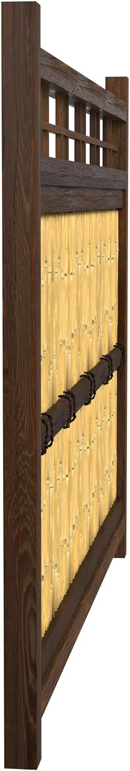 Red Lantern 4 x 1.5 ft. Japanese Bamboo Kumo Fence Panel, 4ft. x 2ft, Brown